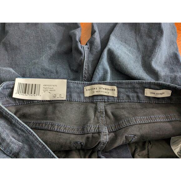 Sanctuary Slim Straight Jeans 10 Nighthawk Stretch High Rise Denim Soft Slim Fit - Picture 4 of 11